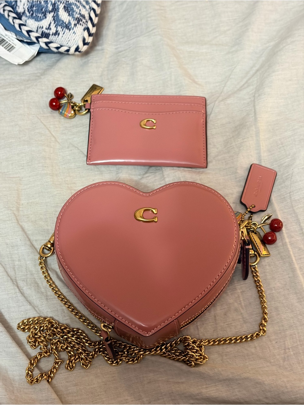 Coach Pink Heart-Shaped Crossbody with Card Case
